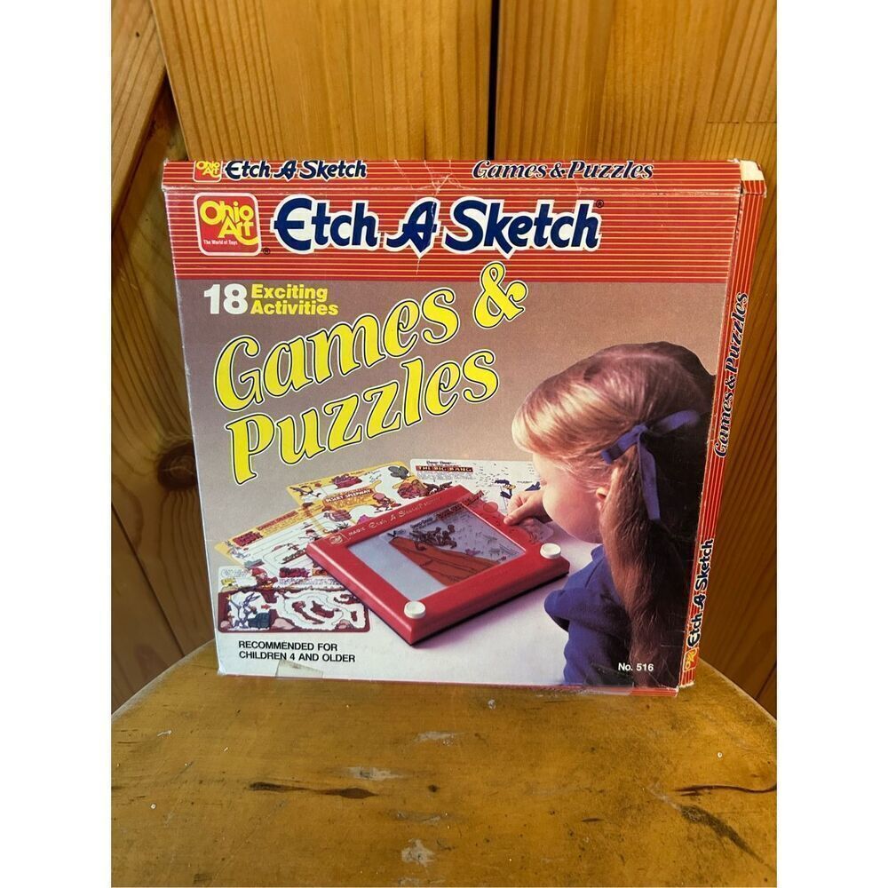 Vintage Ohio Art Etch A Sketch Games and Puzzles Reusable Plastic Screens (8551)